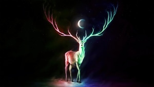 Deer, Moon, Artist, Artwork, Digital Art, 4K wallpaper