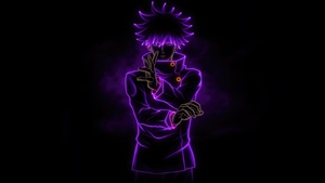 Megumi Fushiguro, Black background, Jujutsu Kaisen, Purple, 4K wallpaper