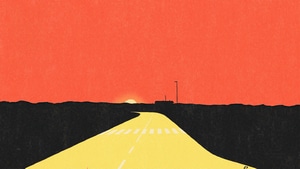 Road, Sunset, Desert, Evening, Artist, Artwork, Digital Art, 4K wallpaper