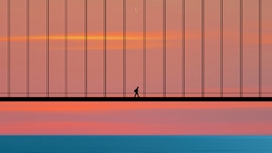Walking, Alone, Bridge, Artist, Artwork, Digital Art, Minimalism, Minimalist, 4K wallpaper