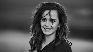 Emma Watson, Celebrities, Girls, Monochrome, Black And White, 4K wallpaper