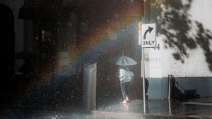 Alone, Rain, Umbrella, Artist, Artwork, Digital Art, 4K wallpaper