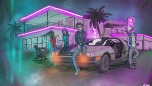 Synthwave, Artist, Artwork, Digital Art, Artstation, 4K wallpaper