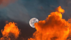 Moon, Clouds, Nature, 4K wallpaper