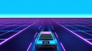 Delorean, Vaporwave, Cars, Artist, Artwork, Digital Art, 4K wallpaper