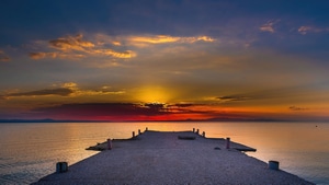 Pier, Sunset, Nature, Behance, 4K wallpaper