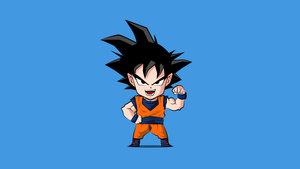 Goku, Chibi, Dragon Ball Z, Blue background, Minimalist, Simple, 4K wallpaper
