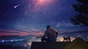 Guitar, Alone, Cat, Artist, Artwork, Digital Art, 4K wallpaper