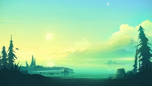 Lake, Sunrise, Minimalism, Minimalist, Artist, Artwork, Digital Art, Deviantart, 4K wallpaper