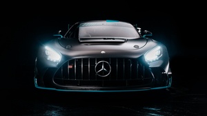 Mercedes-AMG GT2 PRO, Race cars, Dark aesthetic, Black background, 4K wallpaper