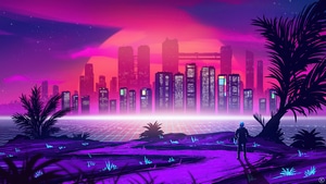 Synthwave, Retrowave, Artist, Artwork, Digital Art, Artstation, 4K wallpaper