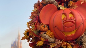Mickey Mouse, Pumpkin, Thanksgiving, Disney World, Autumn leaves, Fall, 4K wallpaper