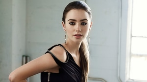 Lily Collins, Celebrities, Girls, Model, Black Dress, 4K wallpaper