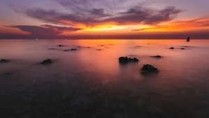 Ocean, Sunset, Nature, 4K wallpaper