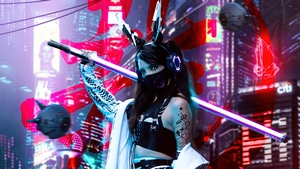 Scifi, Cyberpunk, Artist, Artwork, Digital Art, Artstation, Sword, 4K wallpaper