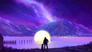 Moon, Dog, Alone, Artist, Artwork, Digital Art, Deviantart, 4K wallpaper
