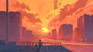 Alone, Sunset, Artist, Artwork, Digital Art, 4K wallpaper