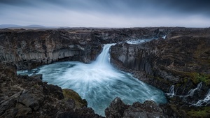 Aldeyjarfoss waterfall, Iceland, Rocks, 4K wallpaper
