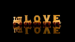 Love text, Wooden letters, Black background, Reflections, 4K wallpaper