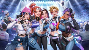 Overwatch 2, Le Sserafim, K-pop, Korean singers, Brigitte, DVa, Kiriko, Sombra, Tracer, 4K wallpaper