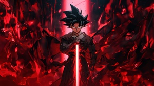 Goku Black, Super Saiyan Rose, Lightsaber, Red, Dark red, 4K wallpaper