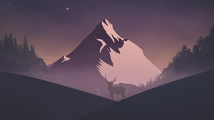 Reindeer, Minimalism, Minimalist, Mountains, Artist, Artwork, Digital Art, Artstation, 4K wallpaper