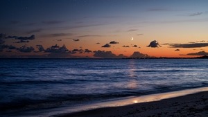 Beach, Evening, Moon, Nature, 4K wallpaper