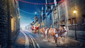 Santa Claus chariot, Surreal, Christmas Eve, Reindeer Chariot, Navidad, Noel, Sleigh, 4K wallpaper