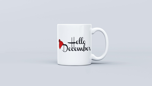 Hello December, Coffee Mugs, White background, Navidad, Noel, 4K wallpaper