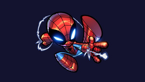 Spider-Man, Chibi, Artwork, Dark blue, Spiderman, 4K wallpaper