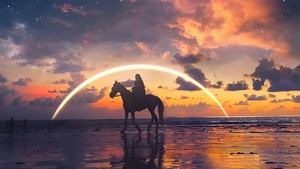 Horse, Sunset, Artist, Artwork, Digital Art, 4K wallpaper