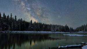 Milky Way, Snow, Stars, Winter, Nature, 4K wallpaper