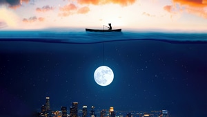 Moon, Ocean, Artist, Artwork, Digital Art, 4K wallpaper