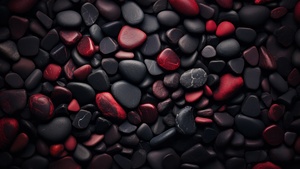 Pebbles, Artistic, Black rocks, Red rocks, Dark aesthetic, Pile of rocks, Dark red, 4K wallpaper