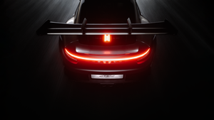 Porsche 911 GT3 RS, Dark aesthetic, Glow in dark, Dark background, Rear View, 4K wallpaper