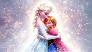 Elsa, Anna, Frozen, Together, Surreal, 4K wallpaper