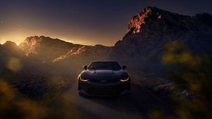 Chevrolet Camaro SS, Aesthetic, Mountains, Evening sky, 4K wallpaper