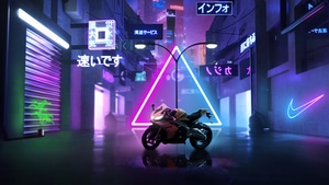Motorcycle, Neon, Artist, Artwork, Digital Art, Deviantart, 4K wallpaper