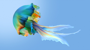 Aesthetic, Jellyfish, Xiaomi TV, Stock, Colorful, Blue background, 4K wallpaper