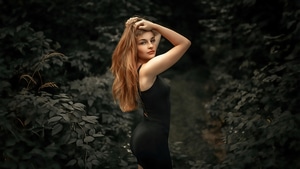 Girls, Model, Black Dress, 4K wallpaper
