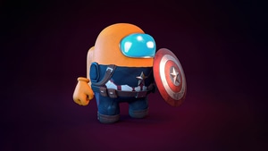 Among Us, Games, 2021 Games, Artist, Artwork, Digital Art, Captain America, Superheroes, Artstation, 4K wallpaper