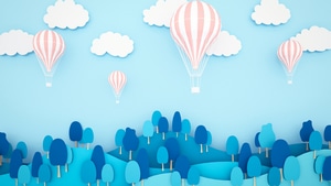 Air Balloon, Clouds, Sky, Artist, Artwork, Digital Art, 4K wallpaper