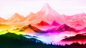Colorful, Mountains, Artist, Artwork, Digital Art, Deviantart, 4K wallpaper
