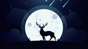 Reindeer, Deer, Moon, Minimalism, Minimalist, Artist, Artwork, Digital Art, 4K wallpaper