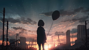 Anime Girl, Anime, Balloon, Artist, Artwork, Digital Art, 4K wallpaper