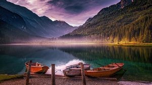 Boats, Boat, Mountains, Lake, Autumn, Nature, 4K wallpaper