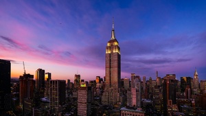 Empire State Building, Night, New York City, Twilight, Aesthetic, Cityscape, Skyscraper, 4K wallpaper