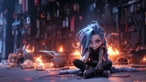 Jinx, AI art, Arcane: League of Legends, 4K wallpaper
