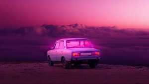 Outrun, Synthwave, Retrowave, Artist, Artwork, Digital Art, Vintage Cars, Pink, 4K wallpaper