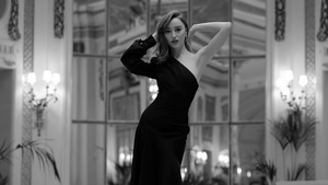Phoebe Dynevor, Celebrities, Girls, Monochrome, Black And White, Black Dress, 4K wallpaper